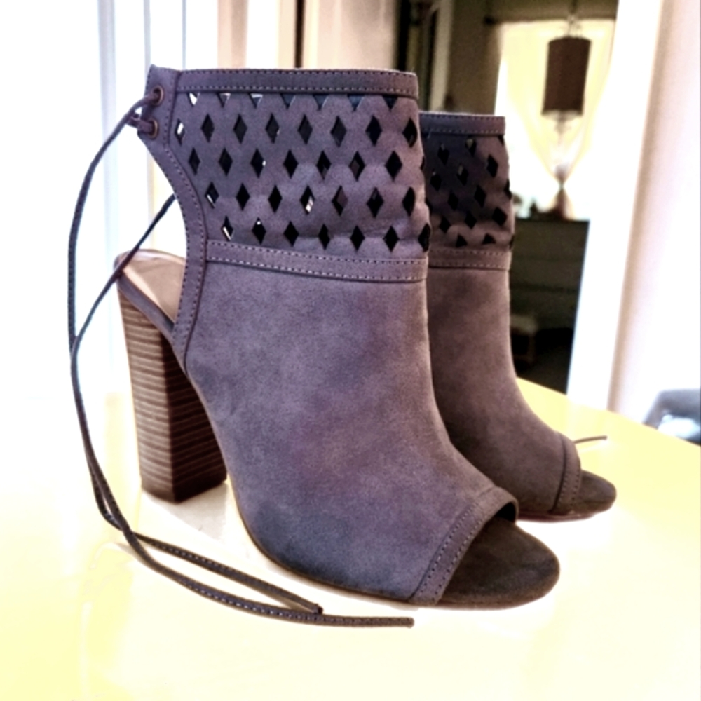 Chic Suede Peep-Toe Booties
